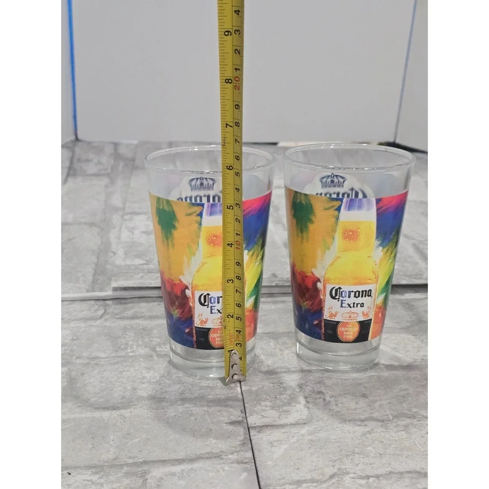 Corona Extra Cerveza Mexican Day Of The Dead Sugar Skull Pint Glasses (Set of 3)
